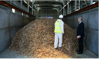 Top loader wood chip store at Cranfield University