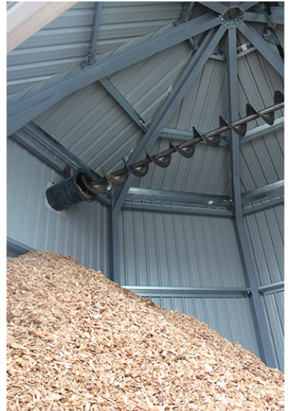 Inside the wood chip silo at Bicester Leisure Centre